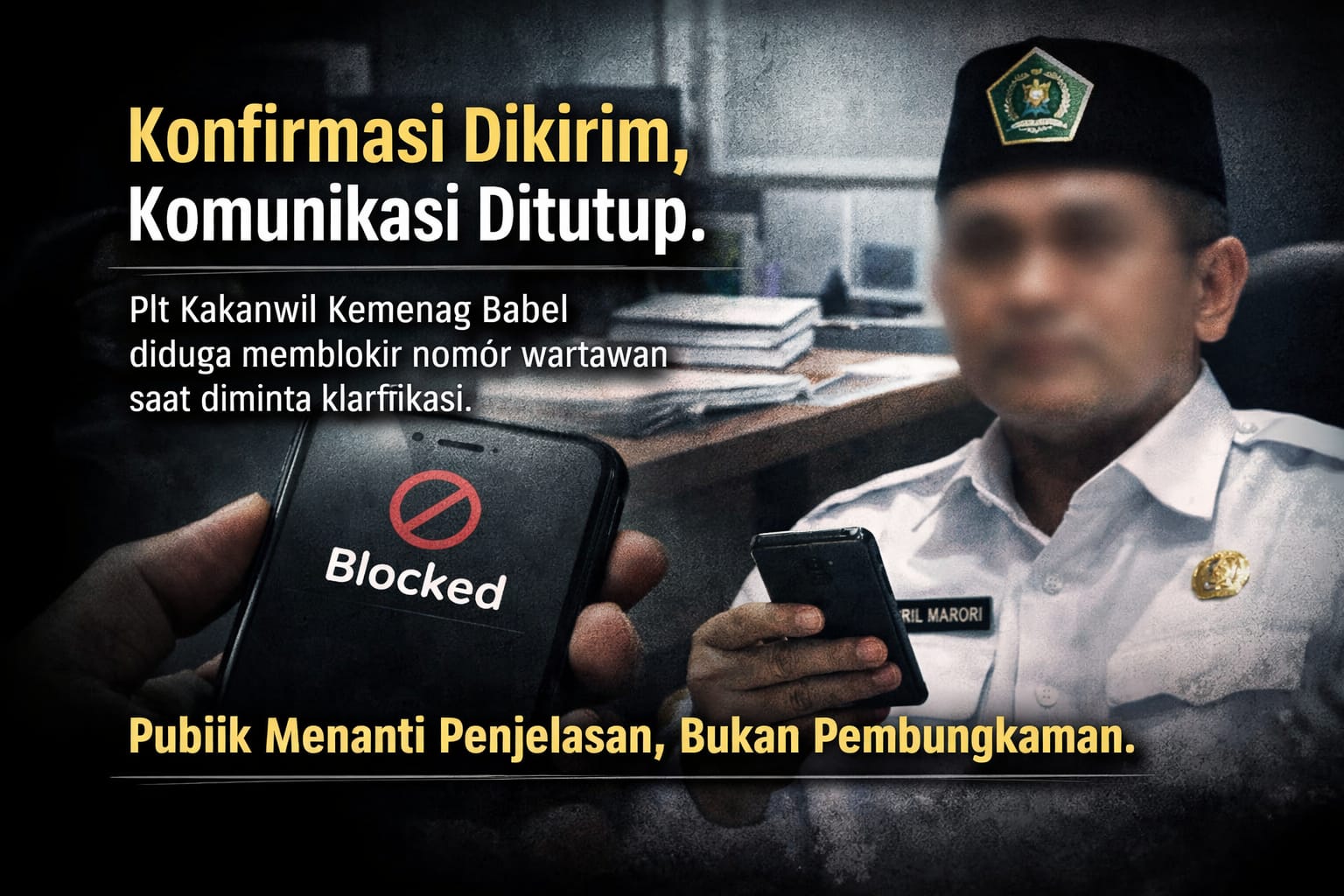 Komunikasi Terputus, Publik Pertanyakan Transparansi Plt Kakanwil Kemenag Babel