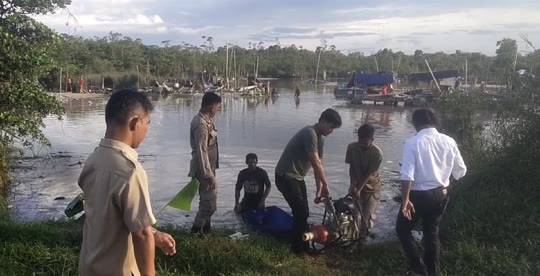 Polsek Belinyu Tertibkan Tambang Timah Ilegal Diarea Fasilitas Umum Desa Gunung Muda