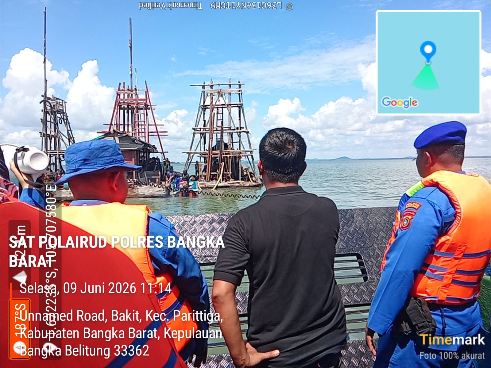 Tim Gabungan Tertibkan Tambang Ilegal di Teluk Kelabat Dalam, Empat Ponton Tower Diamankan