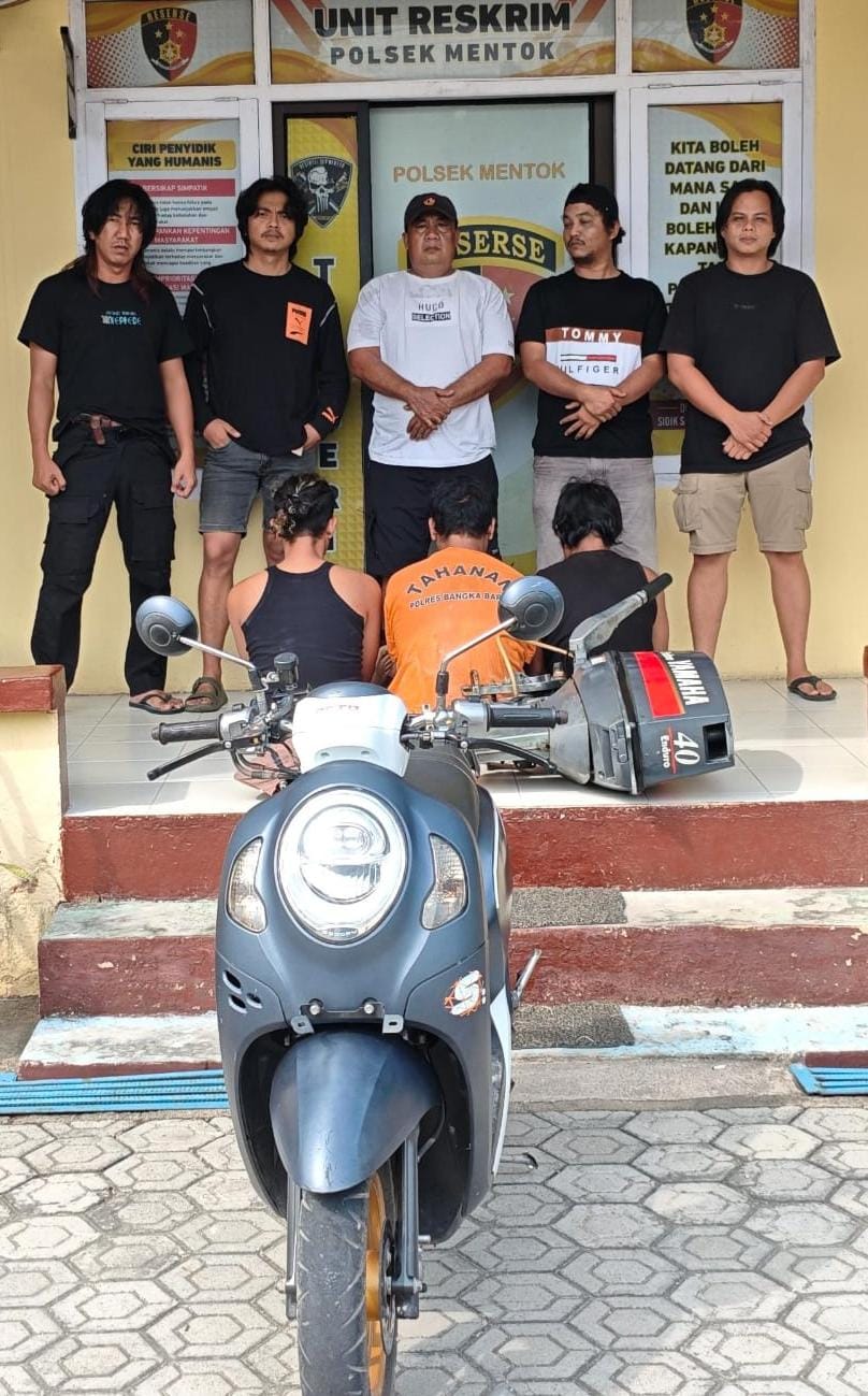 Mesin Tempel Rp40 Juta Dicuri dari Belakang Rumah, 3 Pelaku Diciduk Polres Bangka Barat