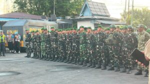 YONIF TP 845/KSATRIA SATAM DAN KODIM 0414/BELITUNG AMBIL ANDIL DALAM PENGAMANAN AKSI UNJUK RASA DI PT TIMAH BELITUNG TIMUR