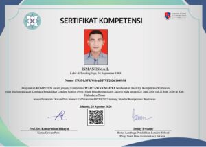 ISMAN ISMAIL, JURNALIS BERITA FAKTA NEWS KINI RESMI MENJADI WARTAWAN MADYA
