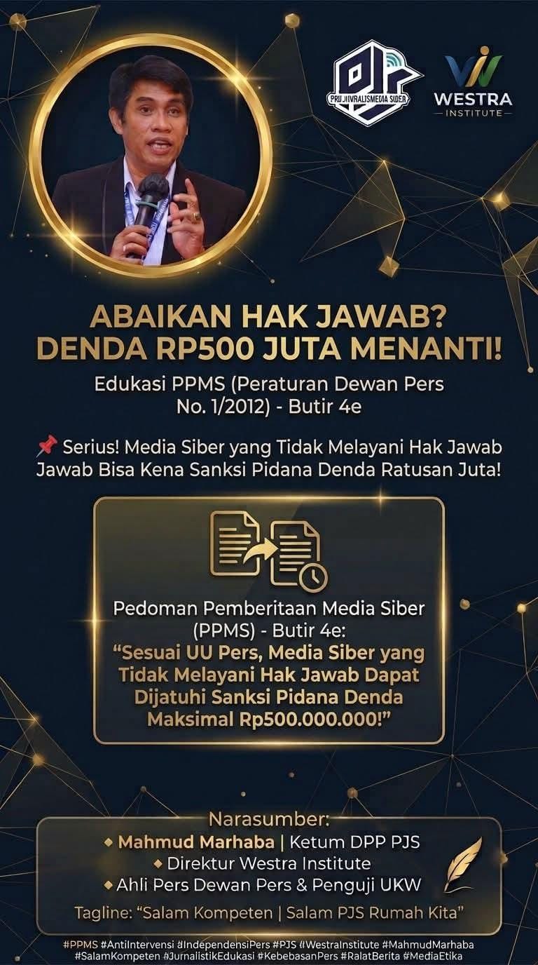 Awas! Abaikan Hak Jawab, Media Siber Bisa Kena Sanksi Denda Rp500 Juta!