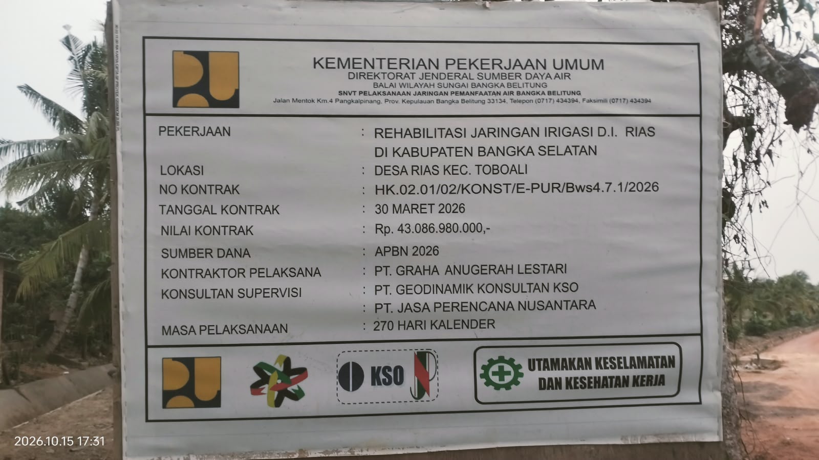 Proyek Irigasi Rias Rp43 Miliar Retak dan Ditambal Acian, Kontraktor dan Pengawas Harus Buka Suara
